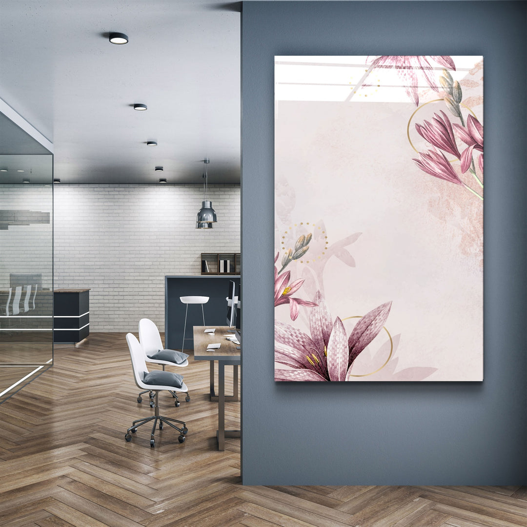 ・"Pink Flower Pattern"・Glass Wall Art | Artdesigna Glass Printing Wall Arts.