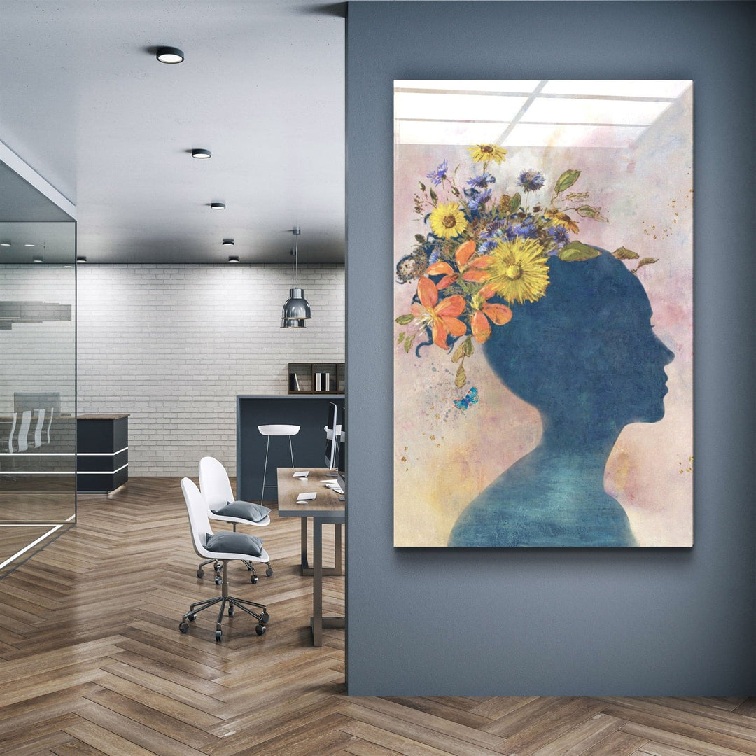 ・"Abstract Women and Flowers"・Glass Wall Art | Artdesigna Glass Printing Wall Arts.