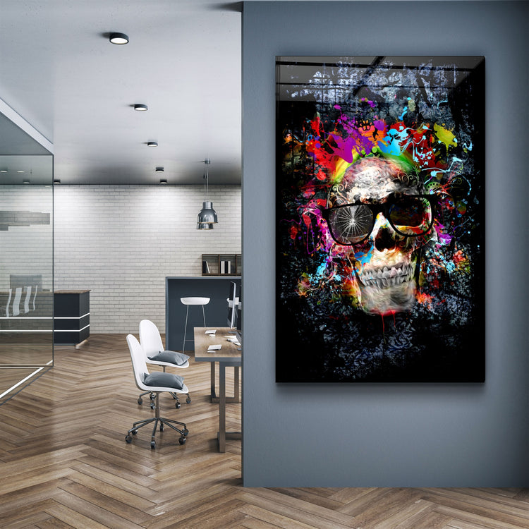 ・"Cool Skull"・Glass Wall Art | Artdesigna Glass Printing Wall Arts.