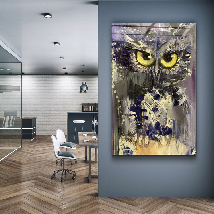 ・"Owlly"・Glass Wall Art | Artdesigna Glass Printing Wall Arts.