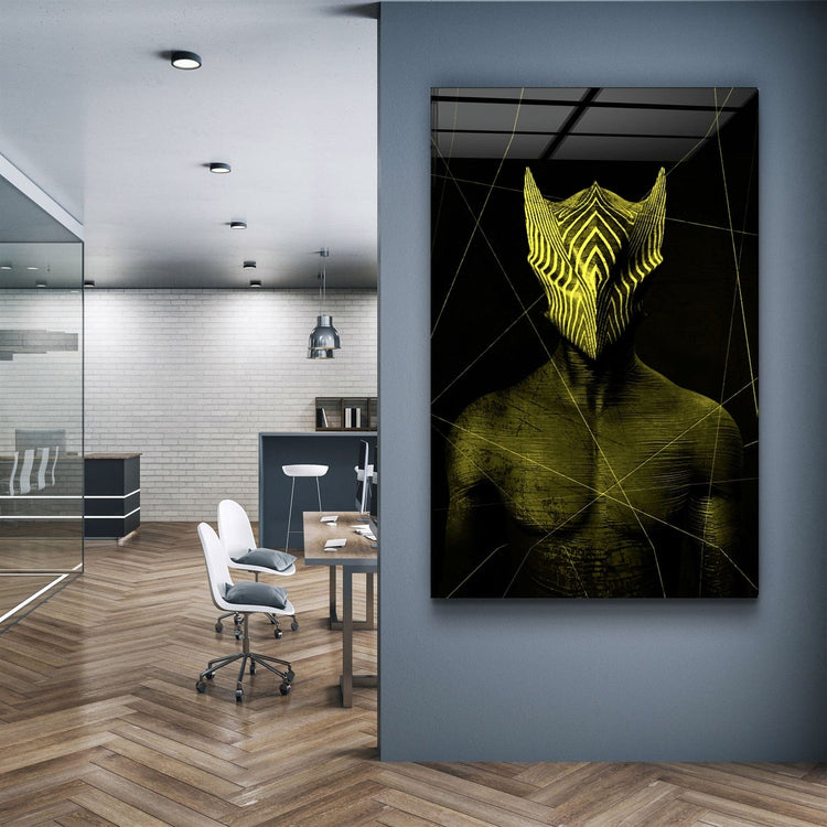 ・"Abstract Masked Man V3"・Glass Wall Art | Artdesigna Glass Printing Wall Arts.