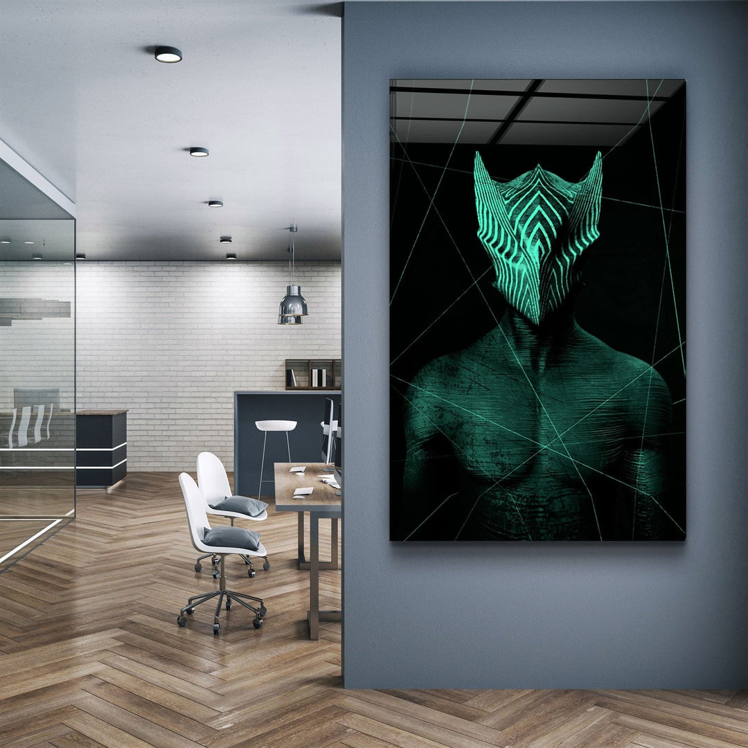 ・"Abstract Masked Man V4"・Glass Wall Art | Artdesigna Glass Printing Wall Arts.