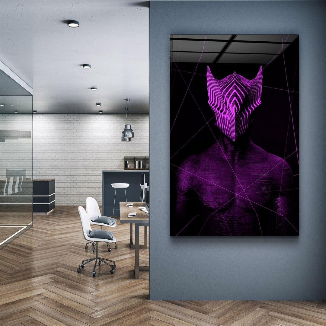 ・"Abstract Masked Man V5"・Glass Wall Art | Artdesigna Glass Printing Wall Arts.