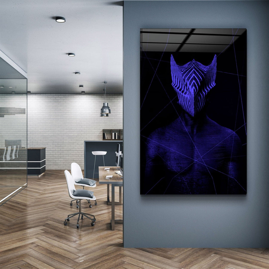 ・"Abstract Masked Man V6"・Glass Wall Art | Artdesigna Glass Printing Wall Arts.