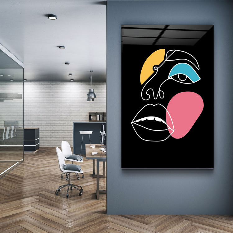 ・"Abstract Colorful Face"・Glass Wall Art | Artdesigna Glass Printing Wall Arts.