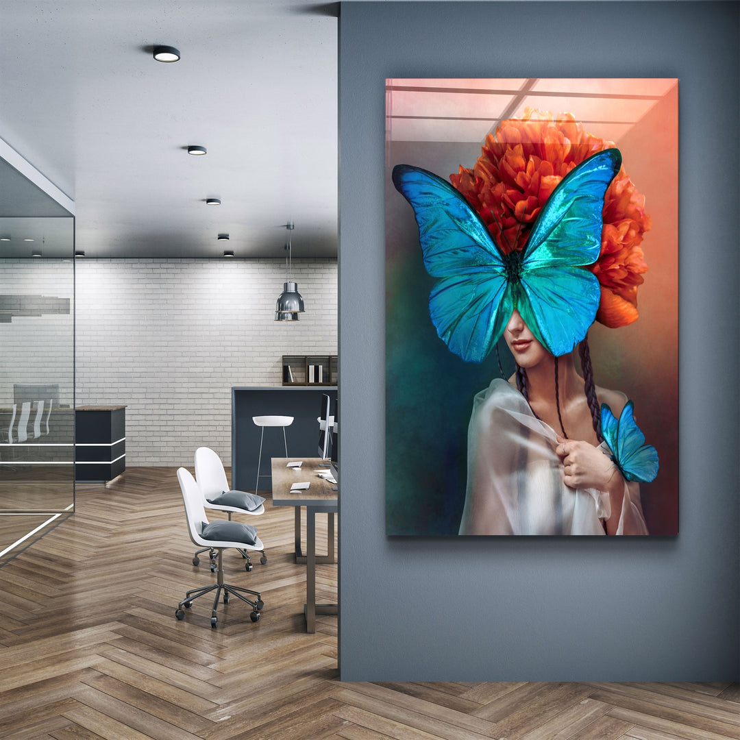 ・"Blue Wings"・Glass Wall Art | Artdesigna Glass Printing Wall Arts.