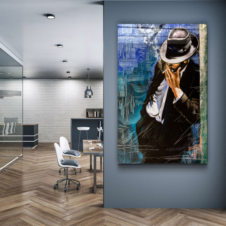 ・"Lonely Man"・Glass Wall Art | Artdesigna Glass Printing Wall Arts.