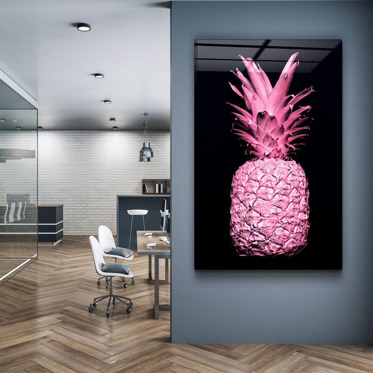 ・"Pink Pineapple V2"・Glass Wall Art | Artdesigna Glass Printing Wall Arts.