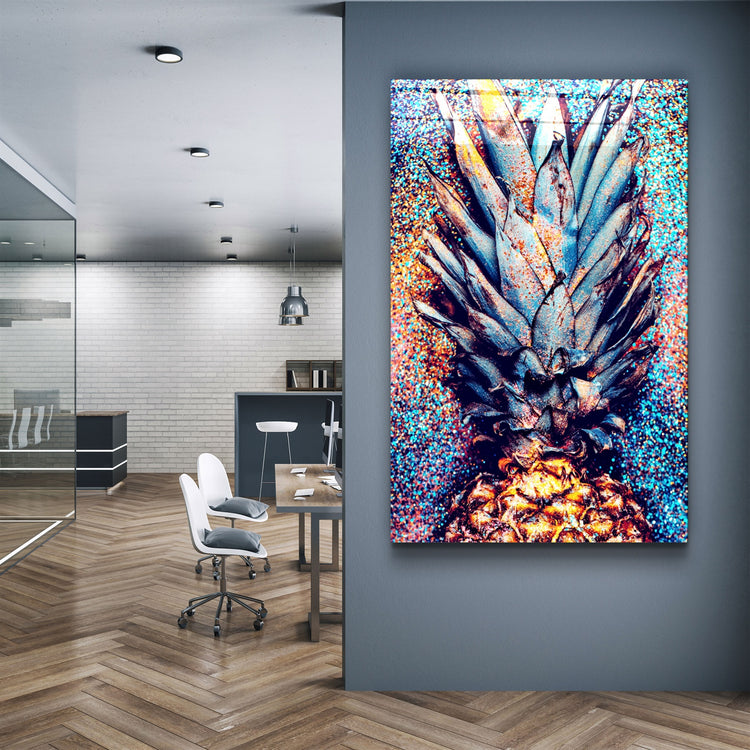 ・"Pineapple V2"・Glass Wall Art | Artdesigna Glass Printing Wall Arts.