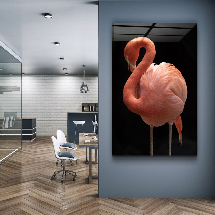 ・"Flamingo V2"・Glass Wall Art | Artdesigna Glass Printing Wall Arts.