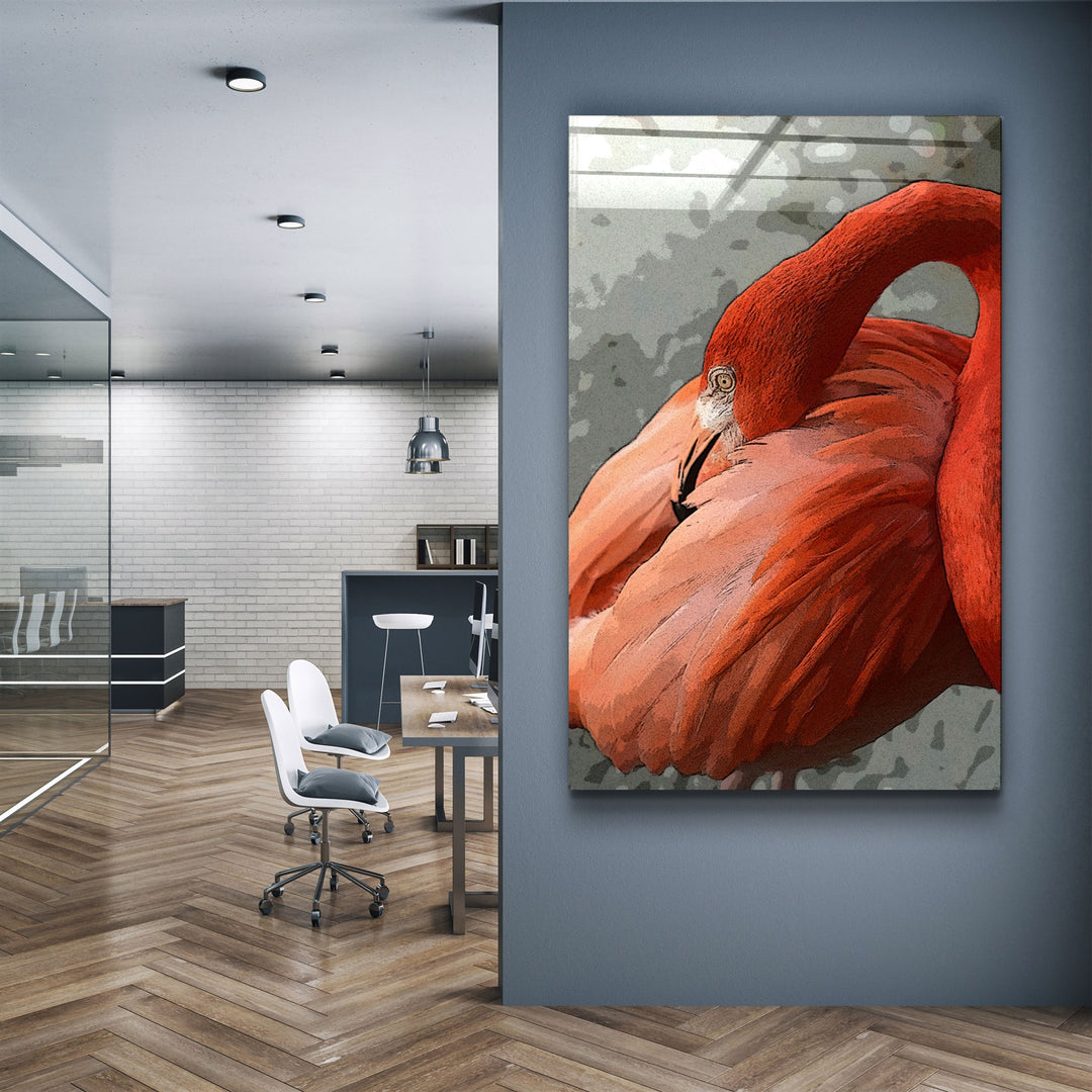 ・"Flamingo V3"・Glass Wall Art | Artdesigna Glass Printing Wall Arts.