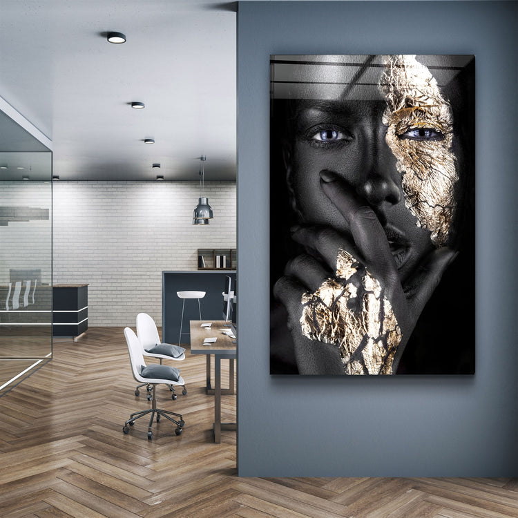 ・"Covering Face Woman Portrait"・Glass Wall Art | Artdesigna Glass Printing Wall Arts.