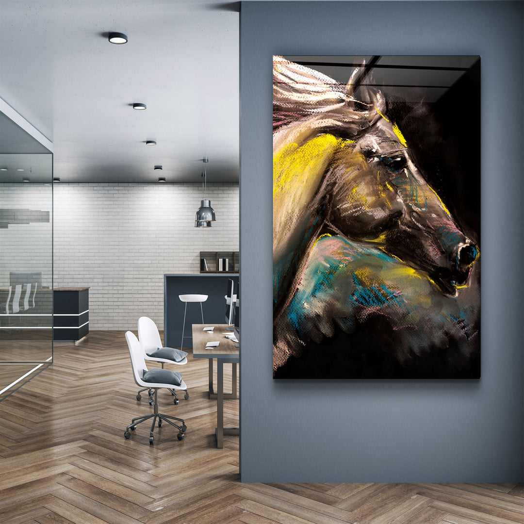 ・"Abstract Horse"・Glass Wall Art | Artdesigna Glass Printing Wall Arts.