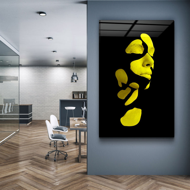 ・"Mysterious Yellow Face"・Glass Wall Art | Artdesigna Glass Printing Wall Arts.