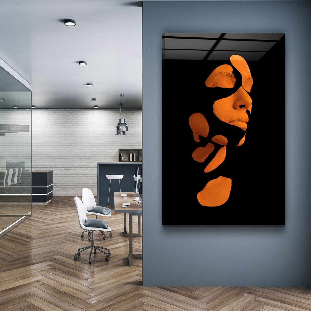 ・"Mysterious Orange Face"・Glass Wall Art | Artdesigna Glass Printing Wall Arts.