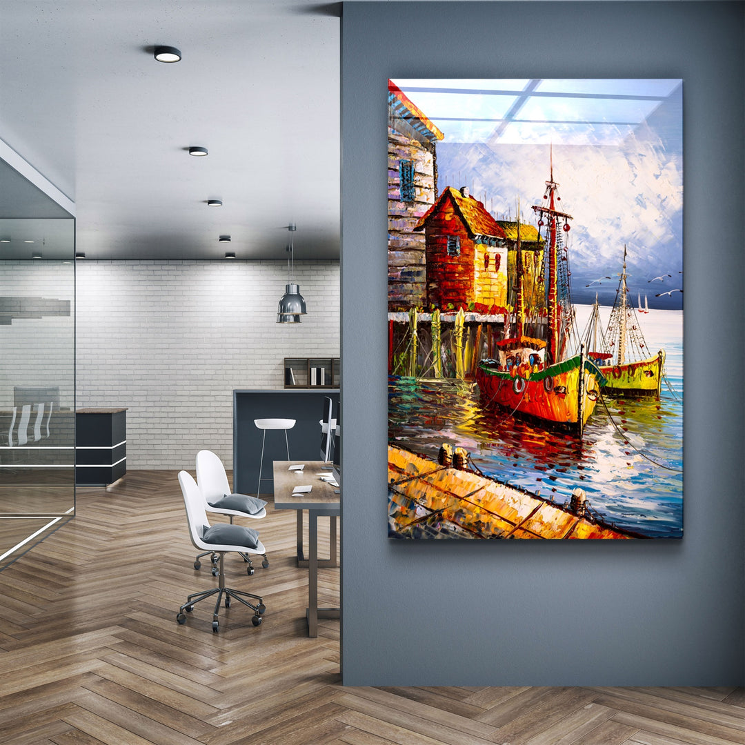 ・"Boats and Houses"・Glass Wall Art | Artdesigna Glass Printing Wall Arts.