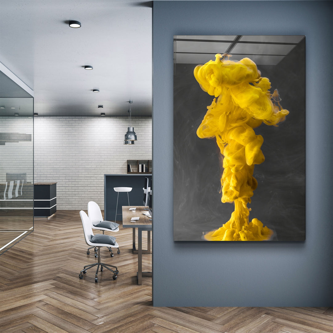 ・"Yellow Fog"・Glass Wall Art | Artdesigna Glass Printing Wall Arts.