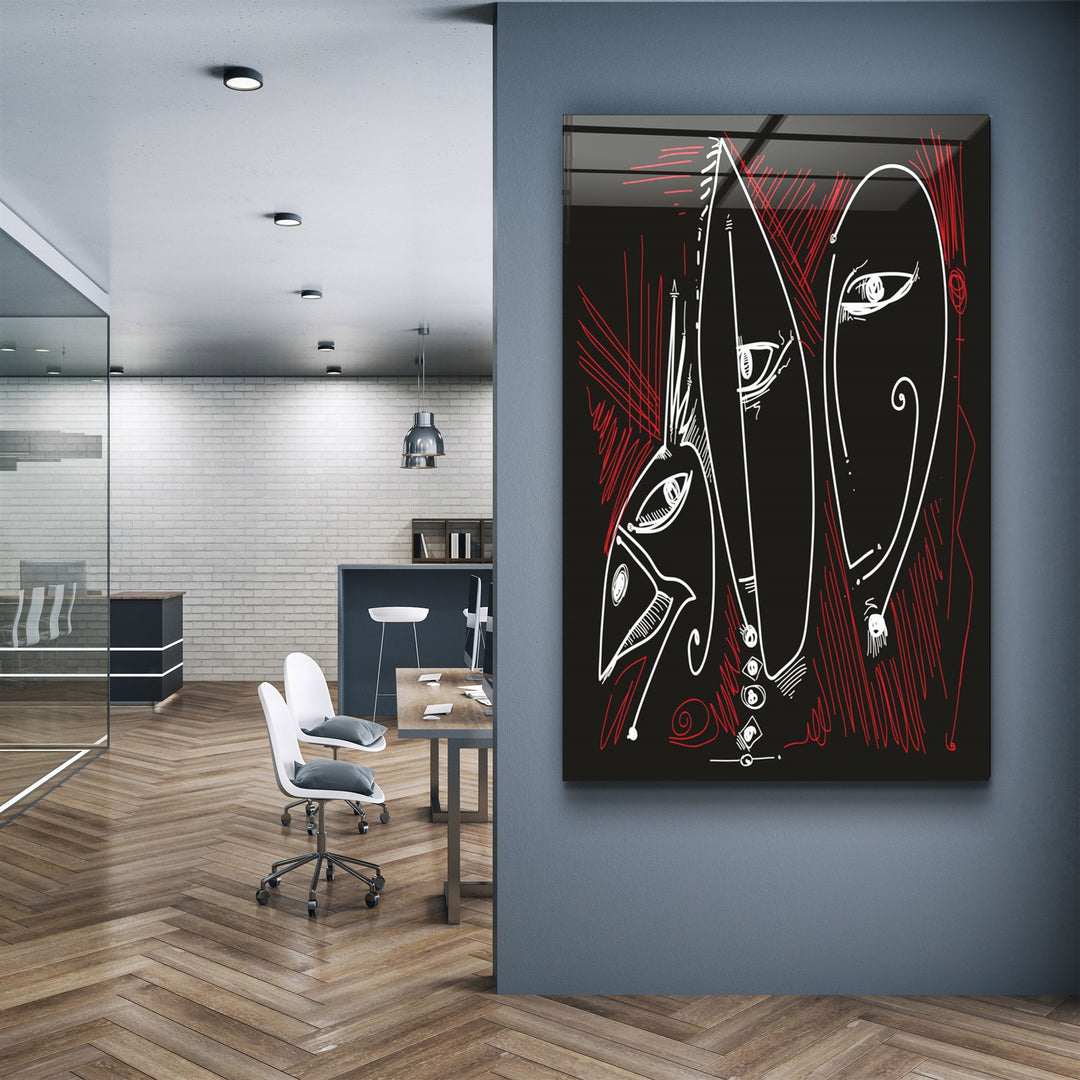 ・"Lines and Faces 2"・Glass Wall Art | Artdesigna Glass Printing Wall Arts.