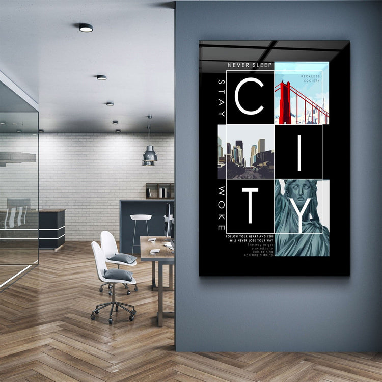 ・"City - Never Sleep"・Glass Wall Art | Artdesigna Glass Printing Wall Arts.