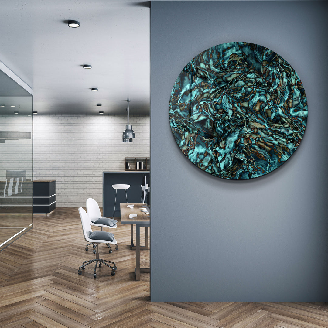 ・"Dark Sea"・Rounded Glass Wall Art