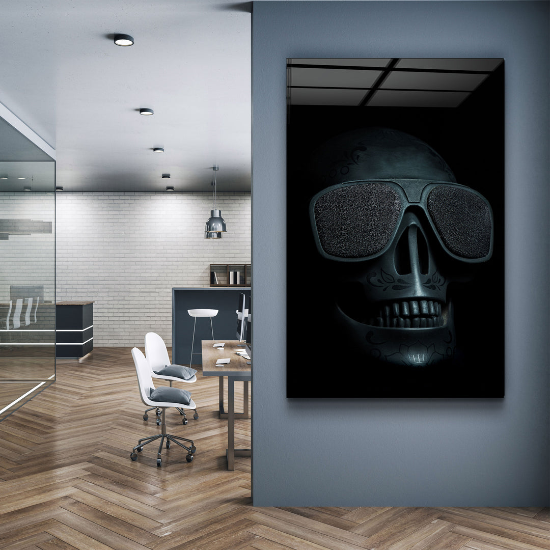 ・"Black Skull"・Glass Wall Art | Artdesigna Glass Printing Wall Arts.