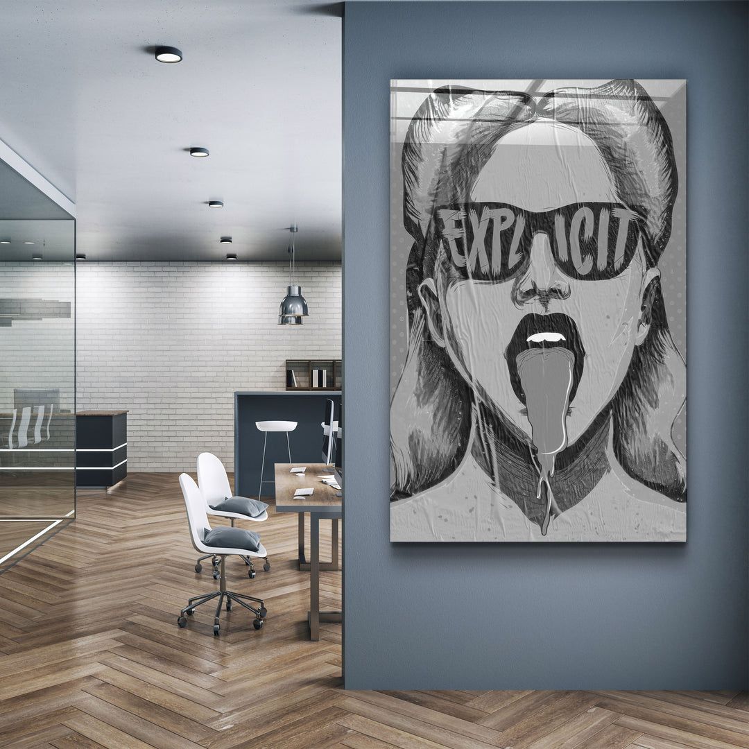 ・"Explicit - Gray"・Designer's Collection Glass Wall Art