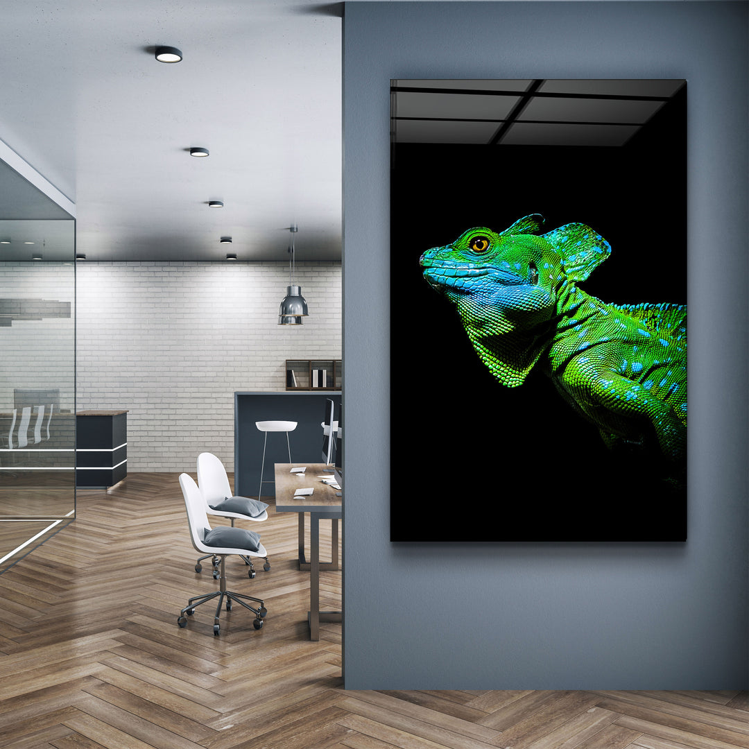 ・"Iguana Green"・Designer's Collection Glass Wall Art