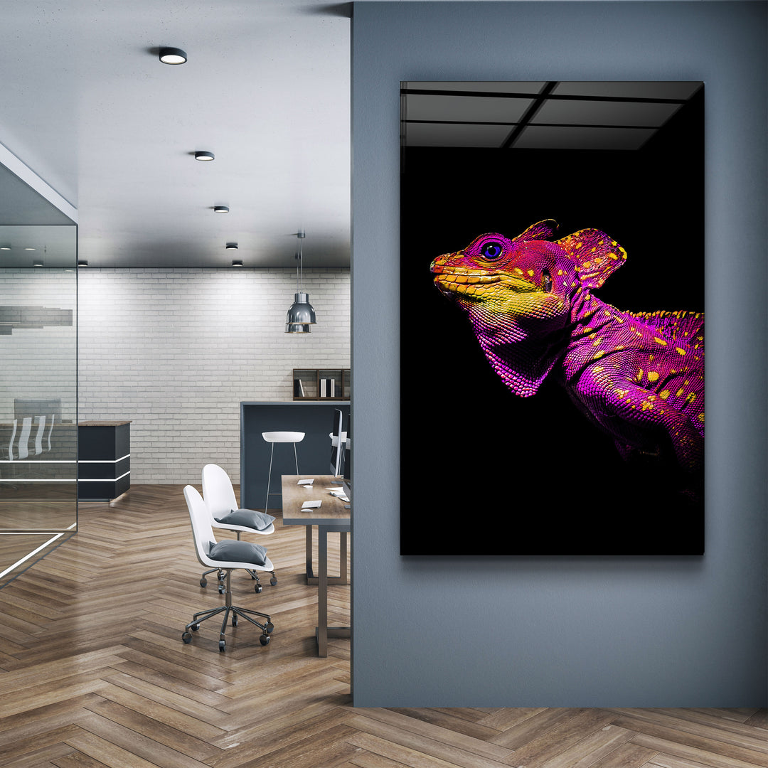 ・"Iguana Magenta"・Designer's Collection Glass Wall Art