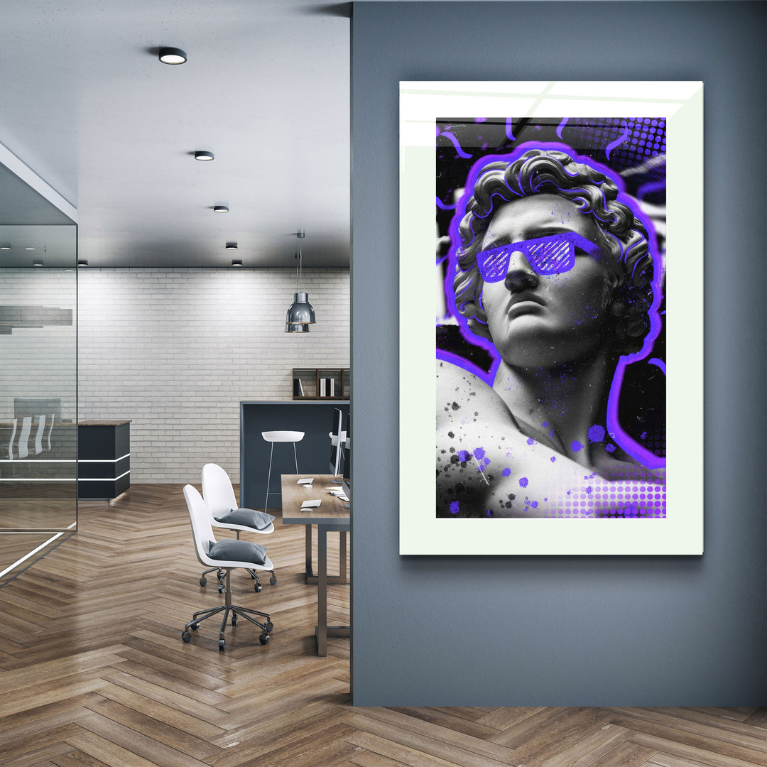 ・"Statue Pop Art Purple"・Designer's Collection Glass Wall Art