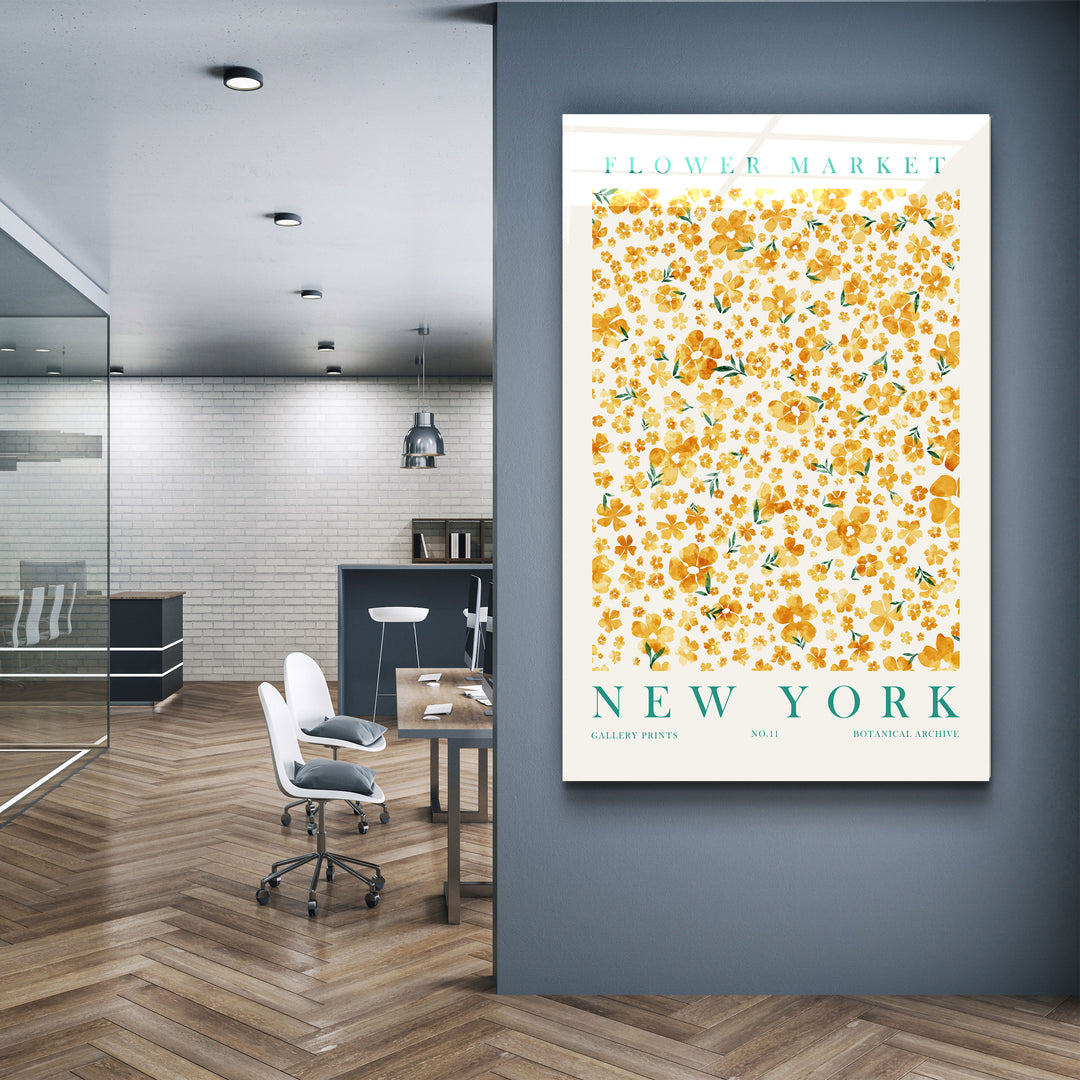 ・"Flower Market No:11 New York"・Gallery Print Collection Glass Wall Art