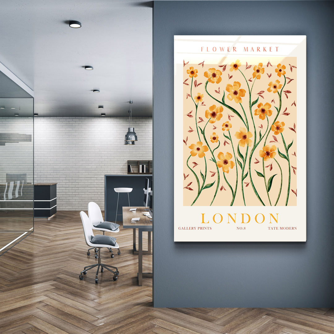 ・"Flower Market No:8 London"・Gallery Print Collection Glass Wall Art