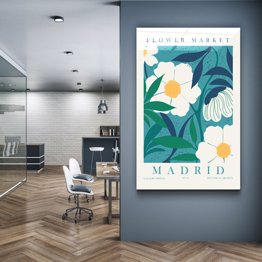 ・"Flower Market No:10 Madrid"・Gallery Print Collection Glass Wall Art