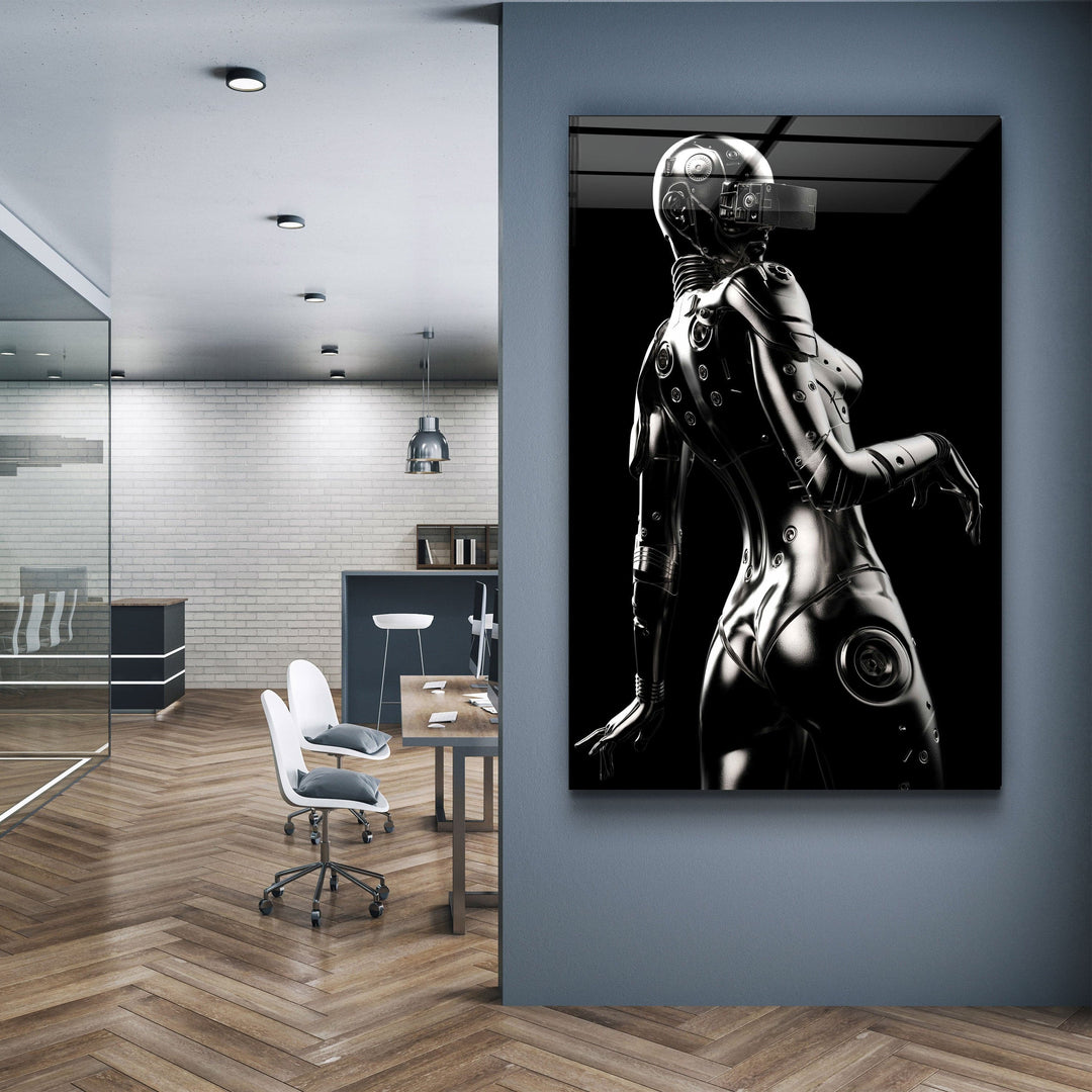 ・"Robo Girl Silver"・Designer's Collection Glass Wall Art