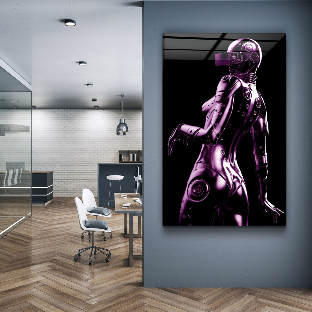 ・"Robo Girl Metalic Purple"・Designer's Collection Glass Wall Art