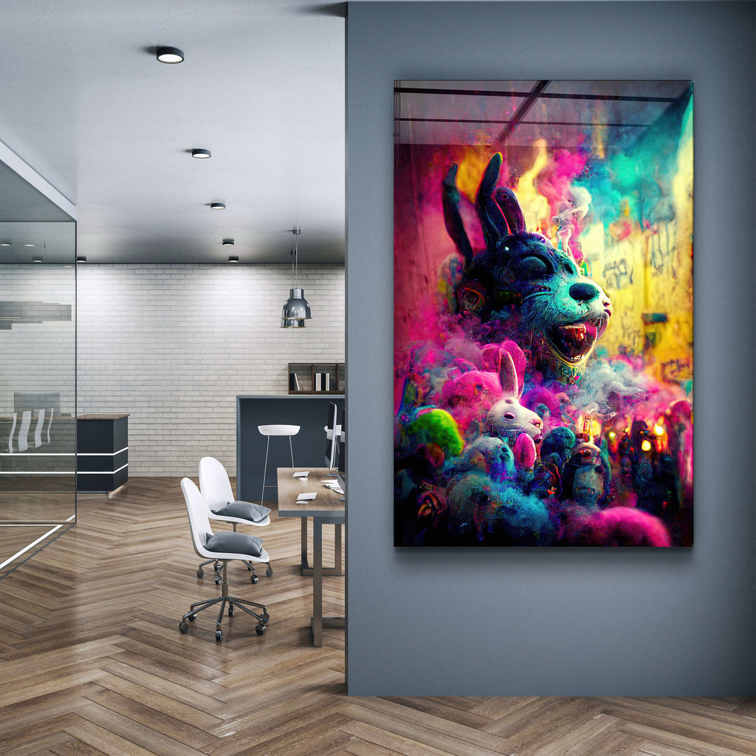 ・"Lost Rabbits"・Secret World Collection Glass Wall Art