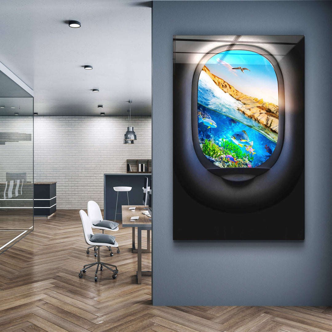 ・"Ocean Window"・Secret World Collection Glass Wall Art