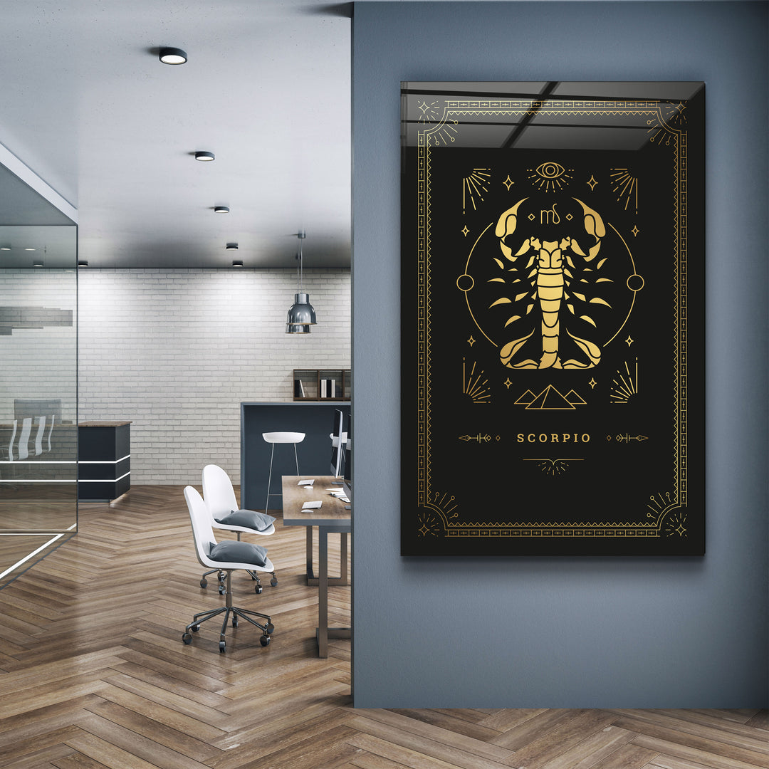 ・"SCORPIO"・Black Zodiac Collection Glass Wall Art