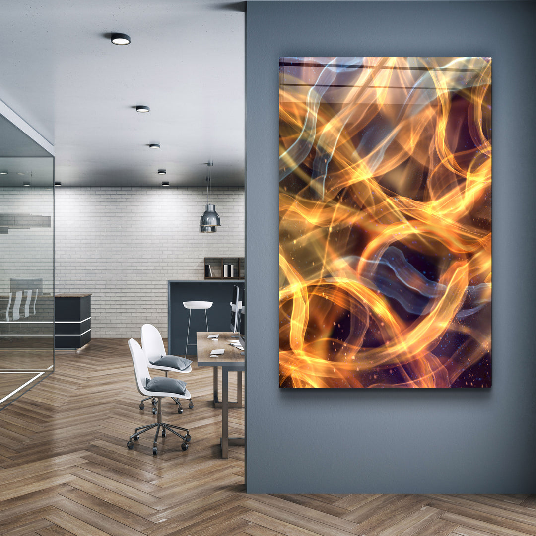 ・"Flame Brush Strokes V2"・Glass Wall Art