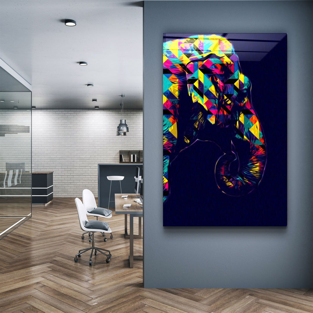 ・"Colormix Elephant Portrait"・Glass Wall Art | Artdesigna Glass Printing Wall Arts.