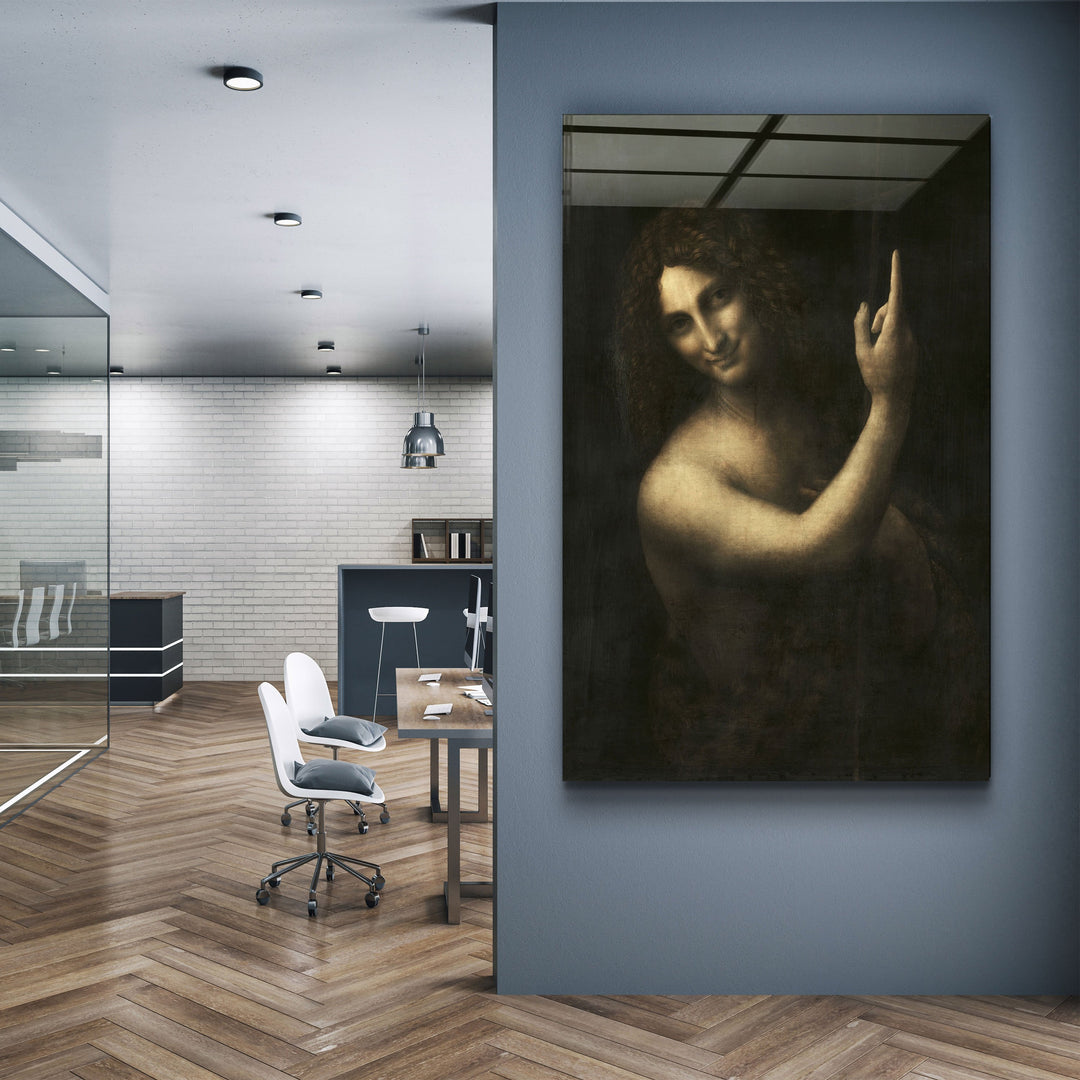 ・"Leonardo da Vinci's Saint John the Baptist (1513-1516)"・Glass Wall Art | Artdesigna Glass Printing Wall Arts.