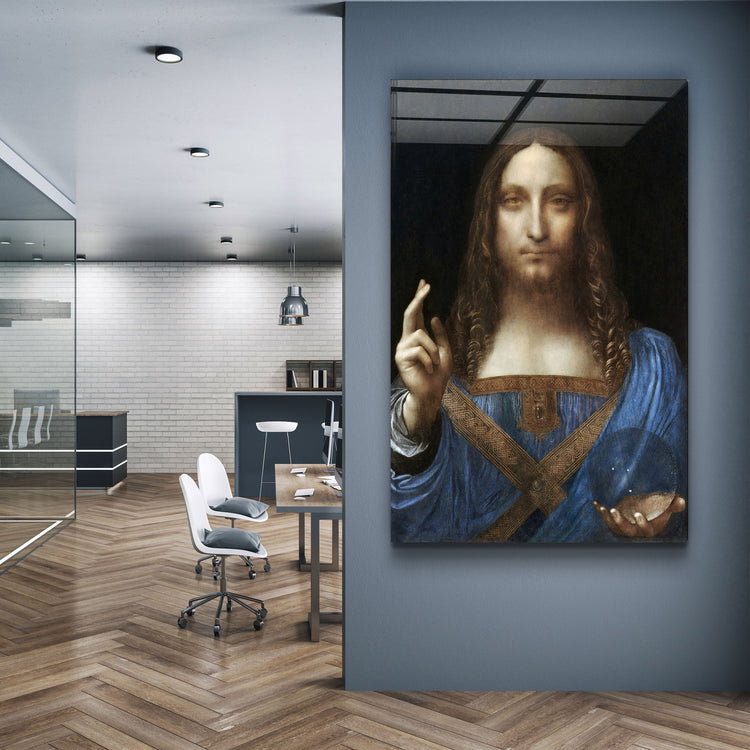 ・"Leonardo da Vinci's Salvator Mundi (circa 1500)"・Glass Wall Art | Artdesigna Glass Printing Wall Arts.