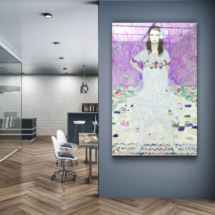 ・"Mäda Primavesi (ca. 1912–1913) by Gustav Klimt)"・Glass Wall Art | Artdesigna Glass Printing Wall Arts.