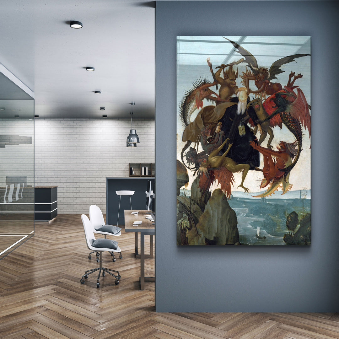 ・"Michelangelo Buonarroti's The Torment of Saint Anthony (c. 1487–1488)"・Glass Wall Art | Artdesigna Glass Printing Wall Arts.