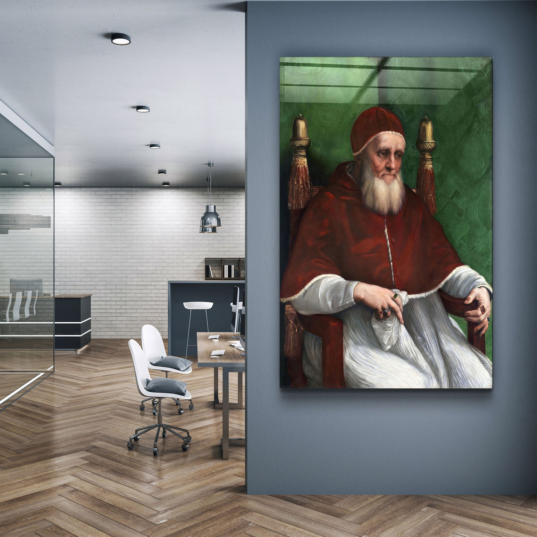 ・"Raphael's Portrait of Pope Julius II (1511)"・Glass Wall Art | Artdesigna Glass Printing Wall Arts.