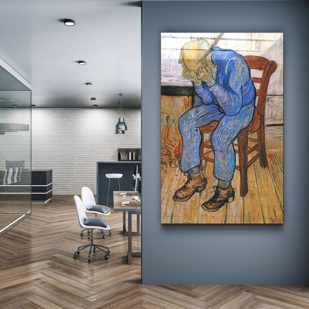 ・"Vincent van Gogh's At Eternity's Gate (1890)"・Glass Wall Art | Artdesigna Glass Printing Wall Arts.