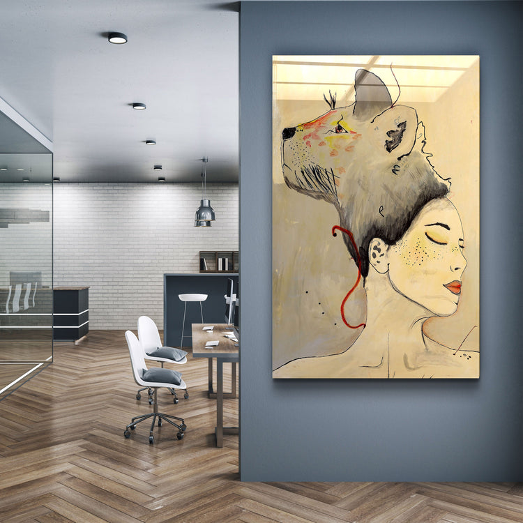 ・"Lady Abstract - Hand-drawn Image"・Glass Wall Art | Artdesigna Glass Printing Wall Arts.