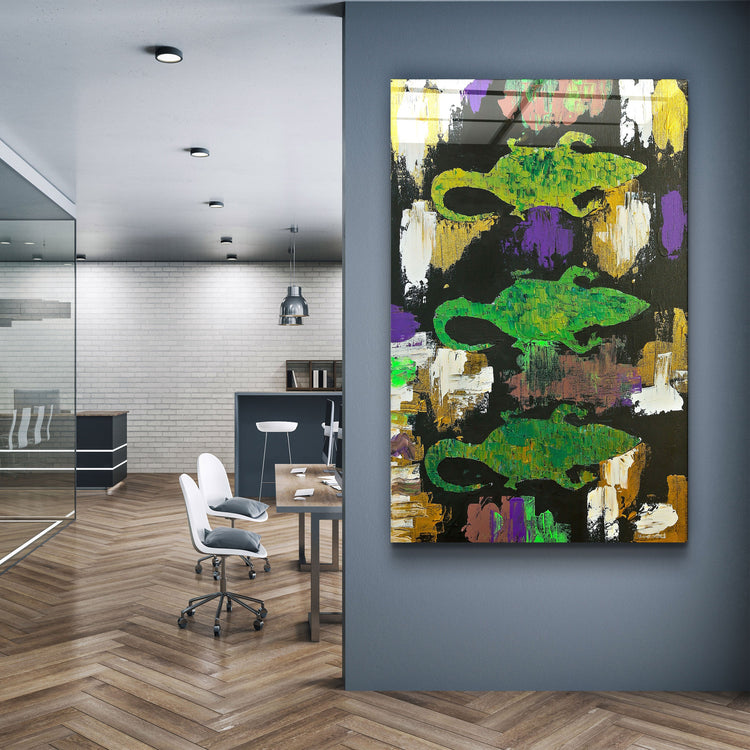 ・"Three Little Alligators - Hand-drawn Image"・Glass Wall Art | Artdesigna Glass Printing Wall Arts.