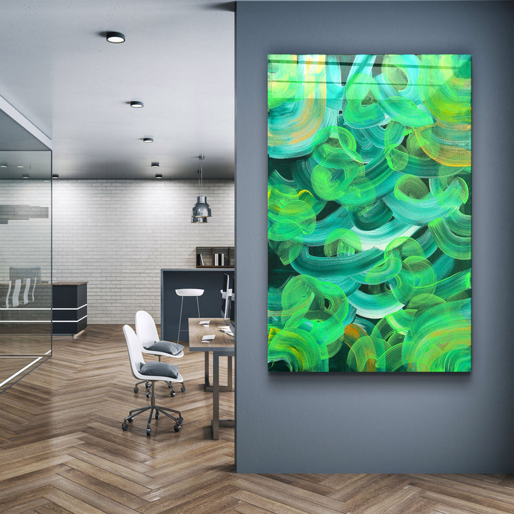 ・"Greeny - Hand-drawn Image"・Glass Wall Art | Artdesigna Glass Printing Wall Arts.