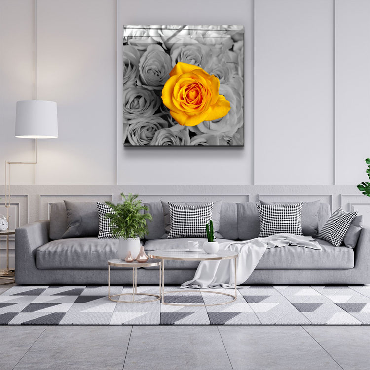 ・"Yellow Rose"・Glass Wall Art | Artdesigna Glass Printing Wall Arts.