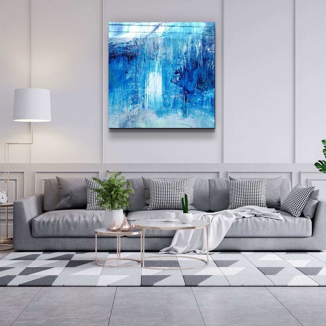 ・"Blue Fall"・Glass Wall Art | Artdesigna Glass Printing Wall Arts.